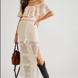 Spell Iluka Crochet Midi Dress Cream size M